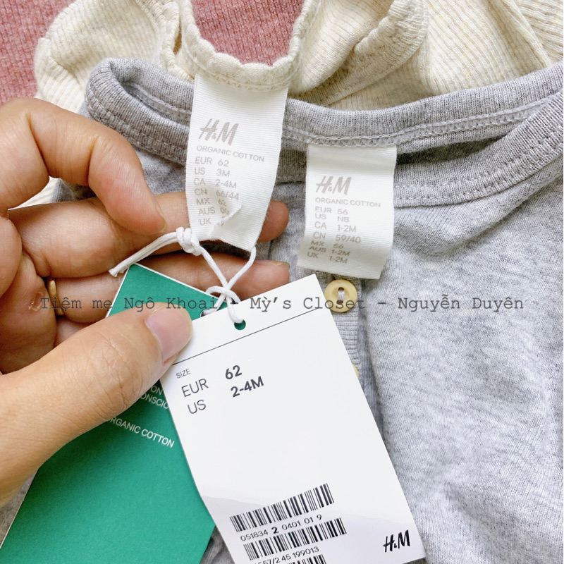 [MD112] H.M Body chip dài tay màu Basic cho bé yêu
