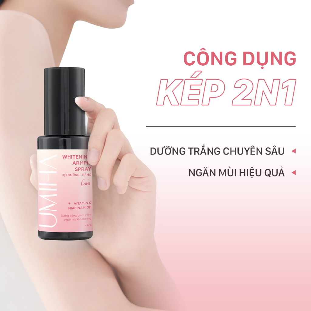 Ảnh Giảm thâm nách dưỡng trắng nách UMIHA 45ml - Xịt dưỡng trắng da nách mịn da, mờ thâm nách sạm nách với Niacinamide 1