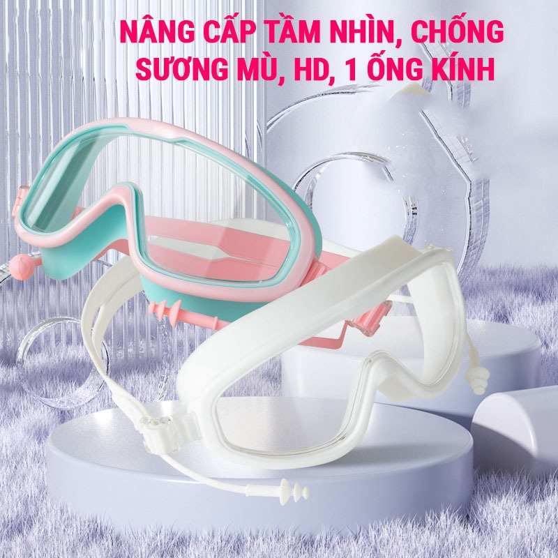 Kính bơi mắt trong 362 góc nhìn 180 độ cản tia UV, sương mờ dành cho người lớn và trẻ em từ 8 tuổi