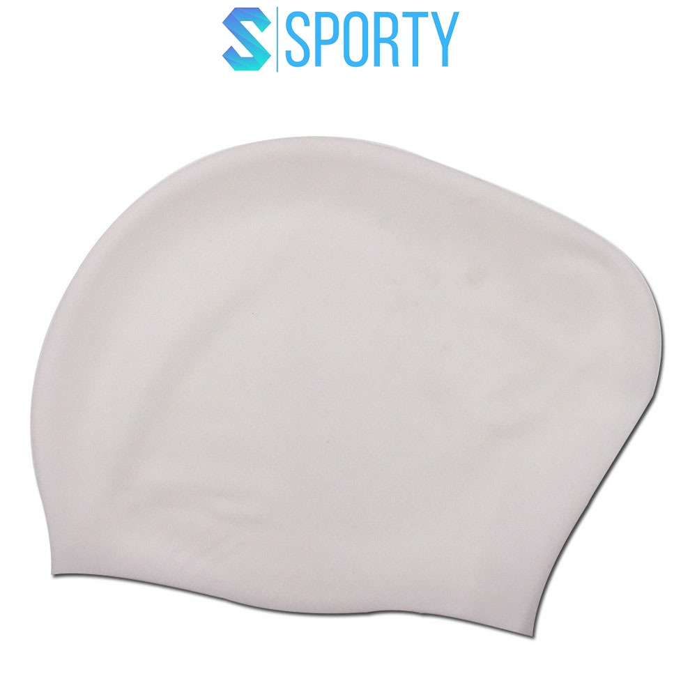 Mũ bơi SPORTY CA45 silicone co giãn, chống nước 100%, chùm tai cho nữ có tóc dài búi