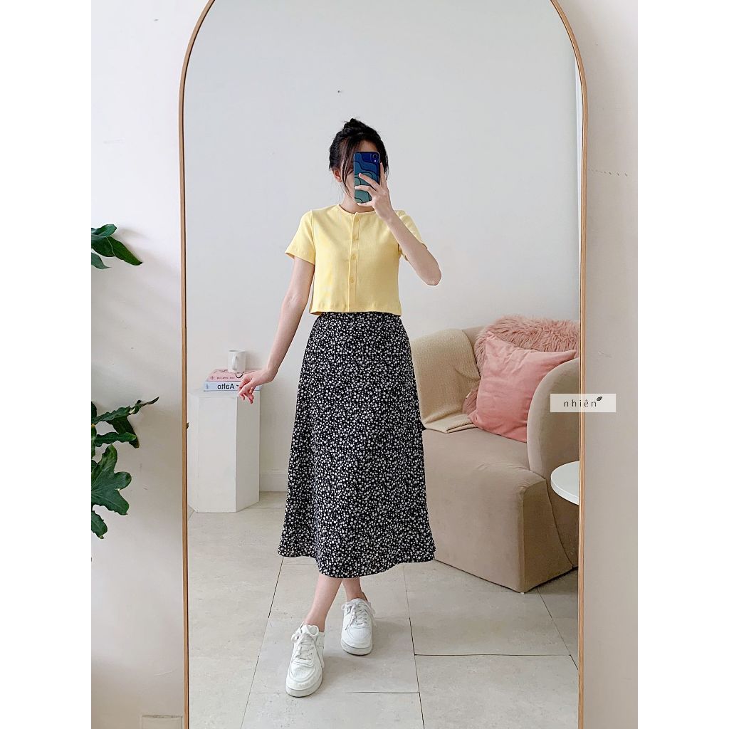 ( CÓ MÀU MỚI ) 𝐓𝐢𝐩𝐢 𝐓𝐨𝐩 Áo thun gân tay ngắn cổ tròn phối nút basic nhiennhienvintage NAT00001
