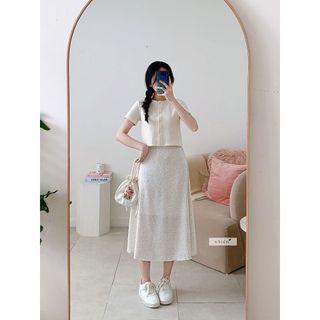 Chân váy hoa midi - chân váy hoa nhí lưng chun nữ nhiennhienvintage NCV00002