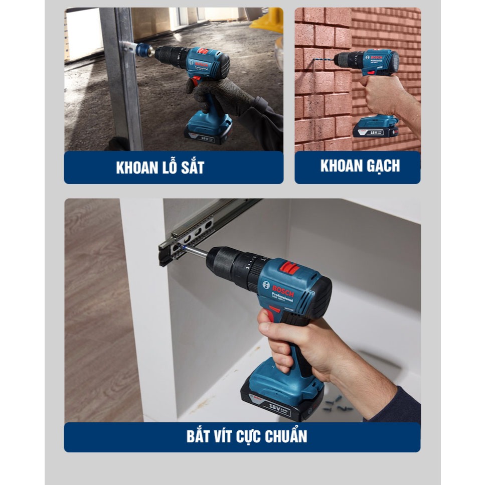 Máy khoan động lực dùng pin Bosch GSB 185-LI 18V Hàng chính hãng