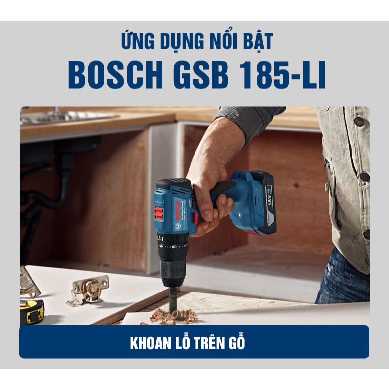 Máy khoan động lực dùng pin Bosch GSB 185-LI 18V Hàng chính hãng