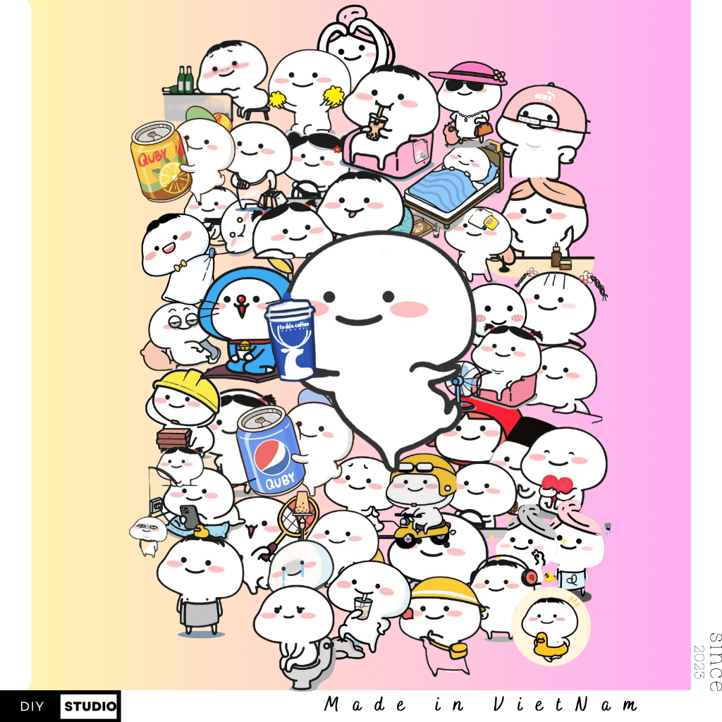 60 Sticker Quby mapin yaaa cho  trang trí sổ tay note book laptop mũ bảo hiểm chống nước tốt