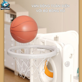Cầu Trượt Cho Bé Pakey Lâu Đài TẶNG KÈM BÓNG RỔ, Cầu Trượt Cao Dày Dặn Chịu Tải Trọng 100kg Bảo Hành 2 Năm