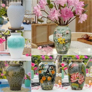 Bình Hoa Gốm Sứ Bát Tràng Dáng Vò Hoa Cao 30cm Decor Trang Trí Để Bàn Gomdecortsc
