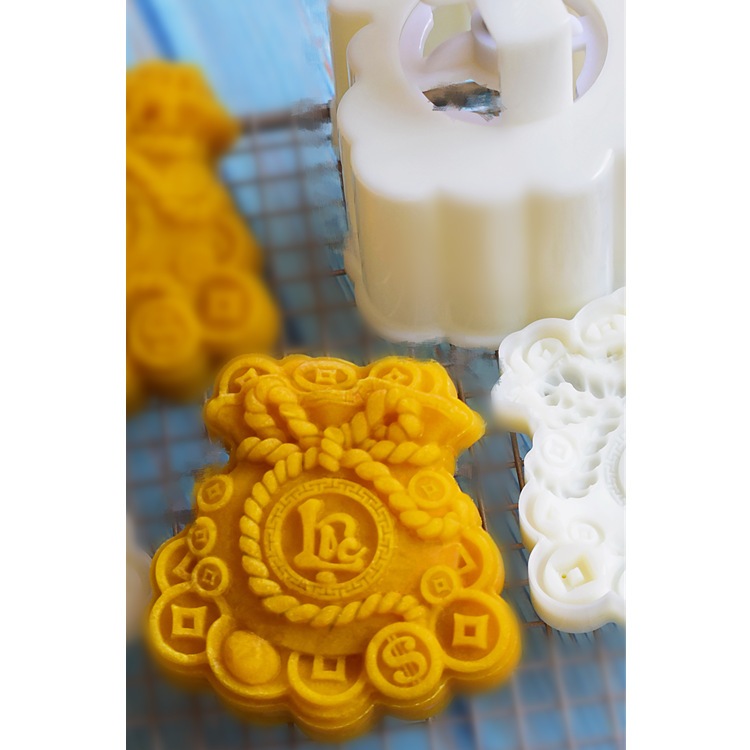 Khuôn trung thu lò xo 1 mặt Túi vàng chữ Lộc 150g- KH255