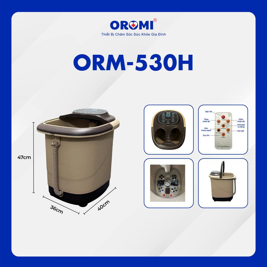 Máy Massage Chân Tự Động Cao Cấp OROMI ORM-530H - Bồn Ngâm Chân Matxa Tạo Sóng Nước Tuần Hoàn