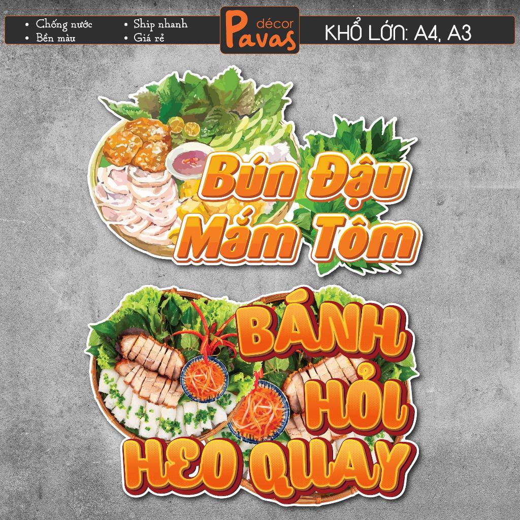 Decal Bún Đậu Mắm Tôm, Bánh Hỏi Heo Quay chống nước trang trí dán quán ...
