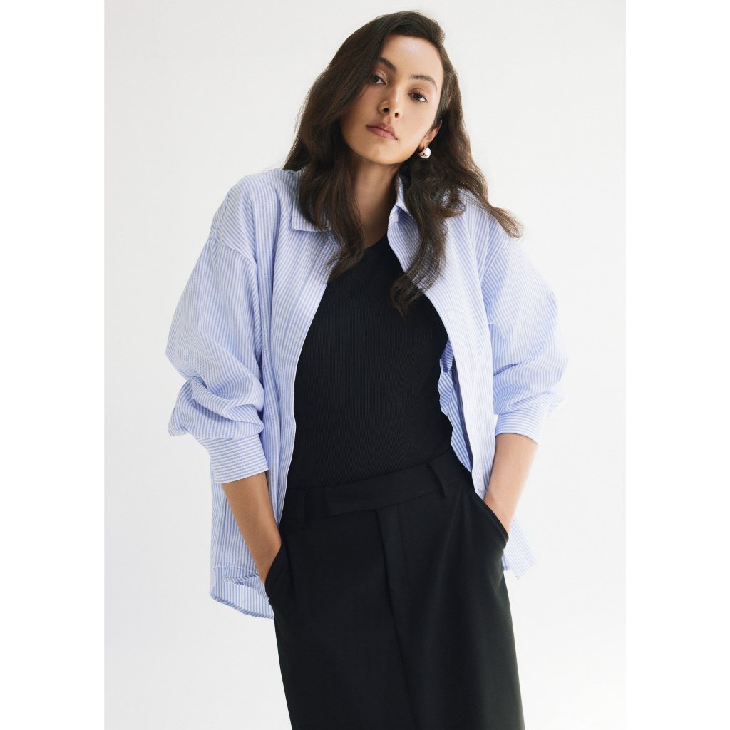 Ảnh Áo sơ mi oversized MONO TALK (kẻ sọc) chất liệu oxford T10001FT 4