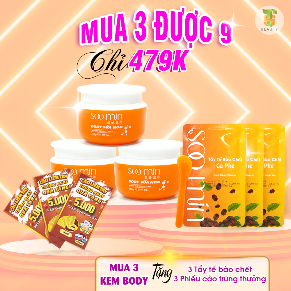 Kem Body Trắng Da [FREESHIP TOÀN QUỐC] Cấp Tốc, Phục hồi Da Mỏng Yếu, Chống Nắng SOO MIN Hàn Quốc Hũ 250 gr 2024