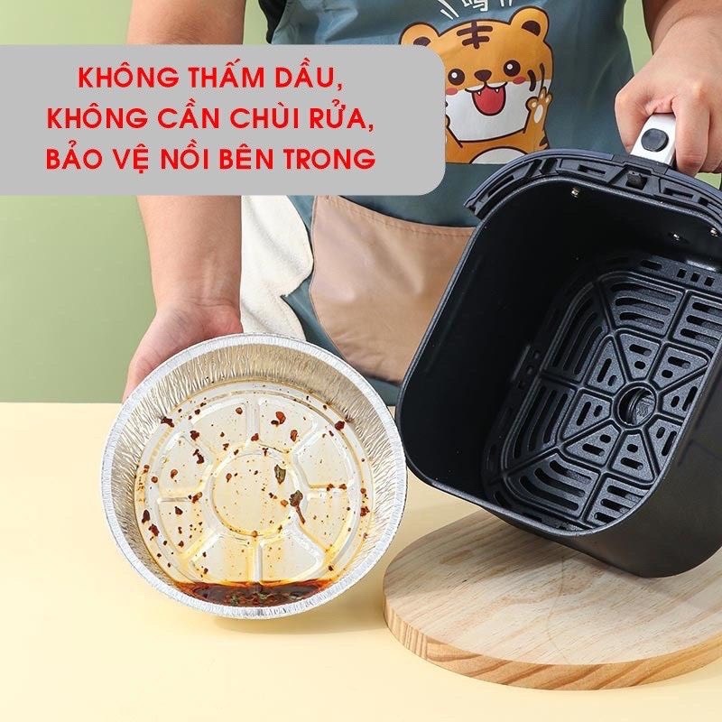 Khay giấy bạc lót nồi chiên không dầu, lò nướng, Đĩa bạc đa năng tiện lợi kt 22cm
