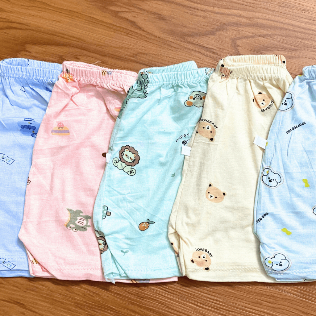 Set 10 Quần Đùi Chục Sơ Sinh Thun Lạnh Màu Cho Bé Gái Bé Trai 4-15kg Vải Mềm Mát Phối Họa Tiết [QL04] Đậu Đậu Store