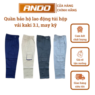Quần bảo hộ lao động công nhân túi hộp, vải kaki 3/1 may kỹ, bền đẹp, tiện dụng, ống rộng thoải mái vận động, leo trèo