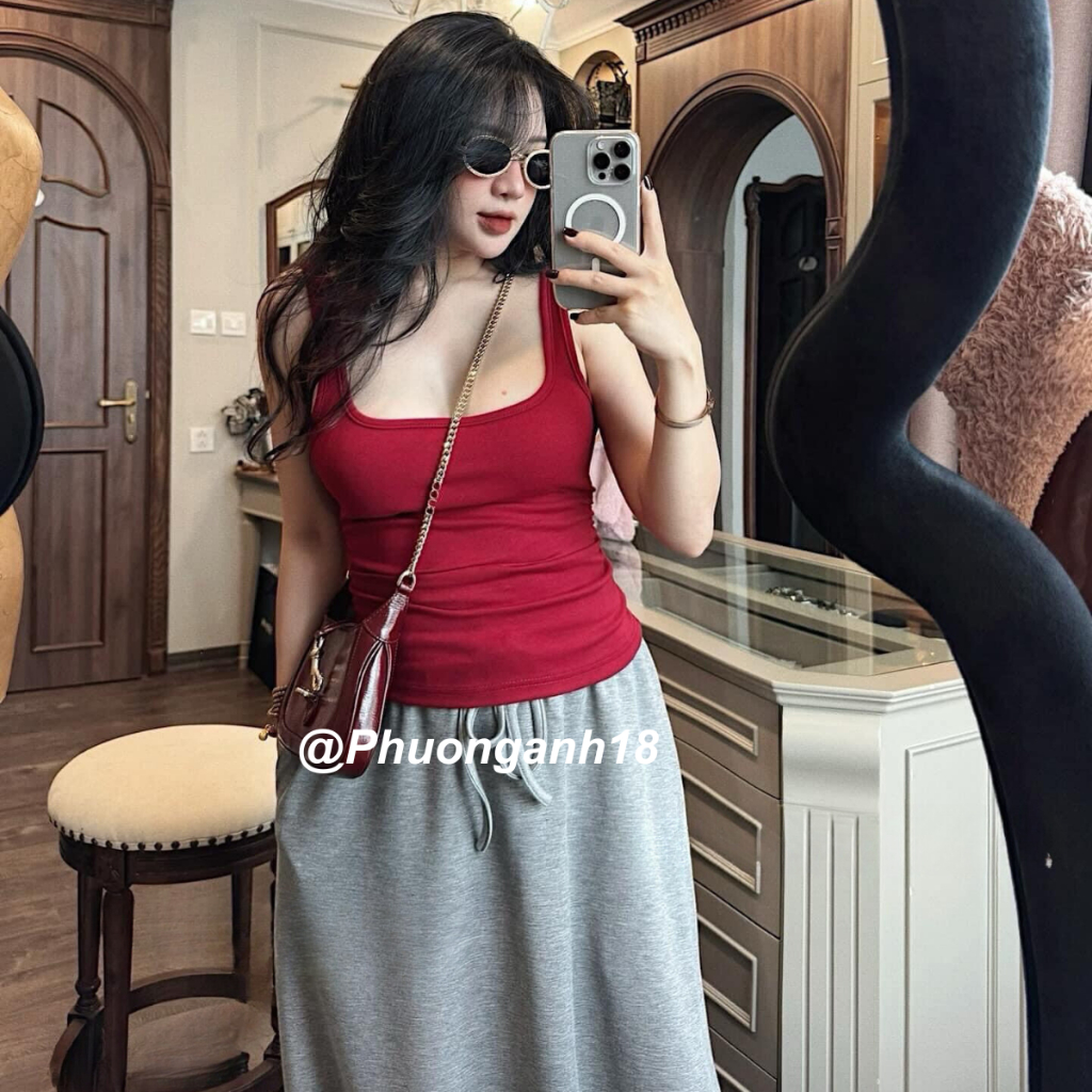 Set áo 3 lô mix chân váy dáng dài phong cách