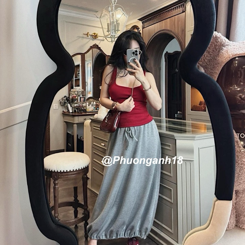 Set áo 3 lô mix chân váy dáng dài phong cách