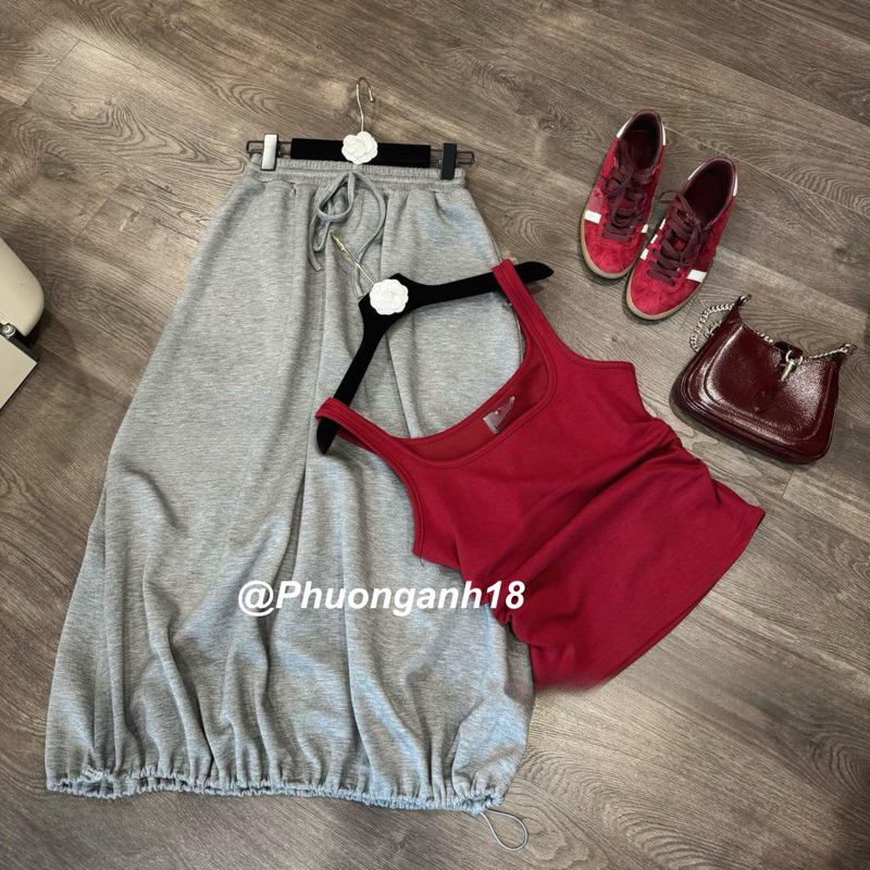 Set áo 3 lô mix chân váy dáng dài phong cách