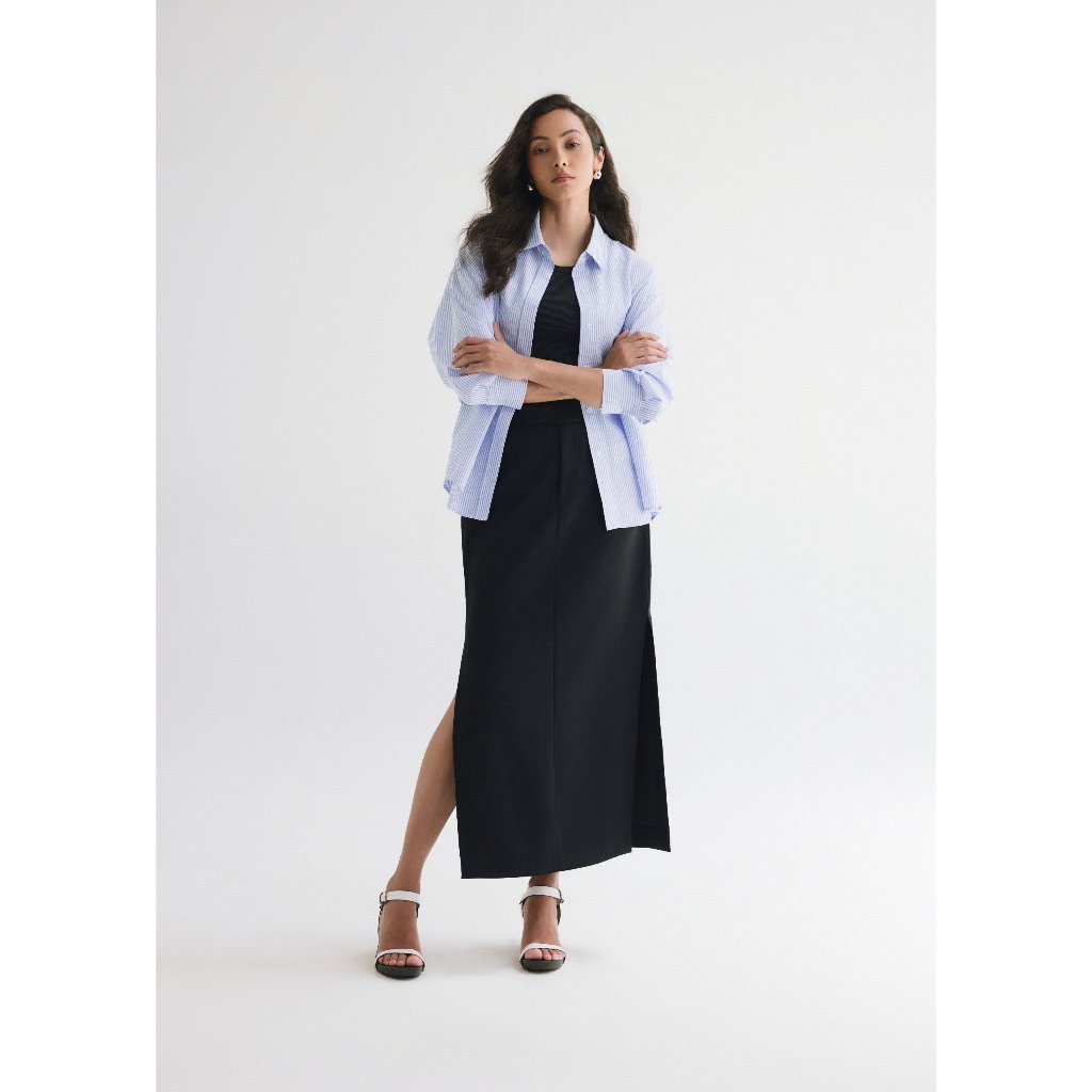 Ảnh Chân váy maxi MONO TALK dáng xuông xẻ tà hai bên poplin dày MOF23W-B10004TK 1