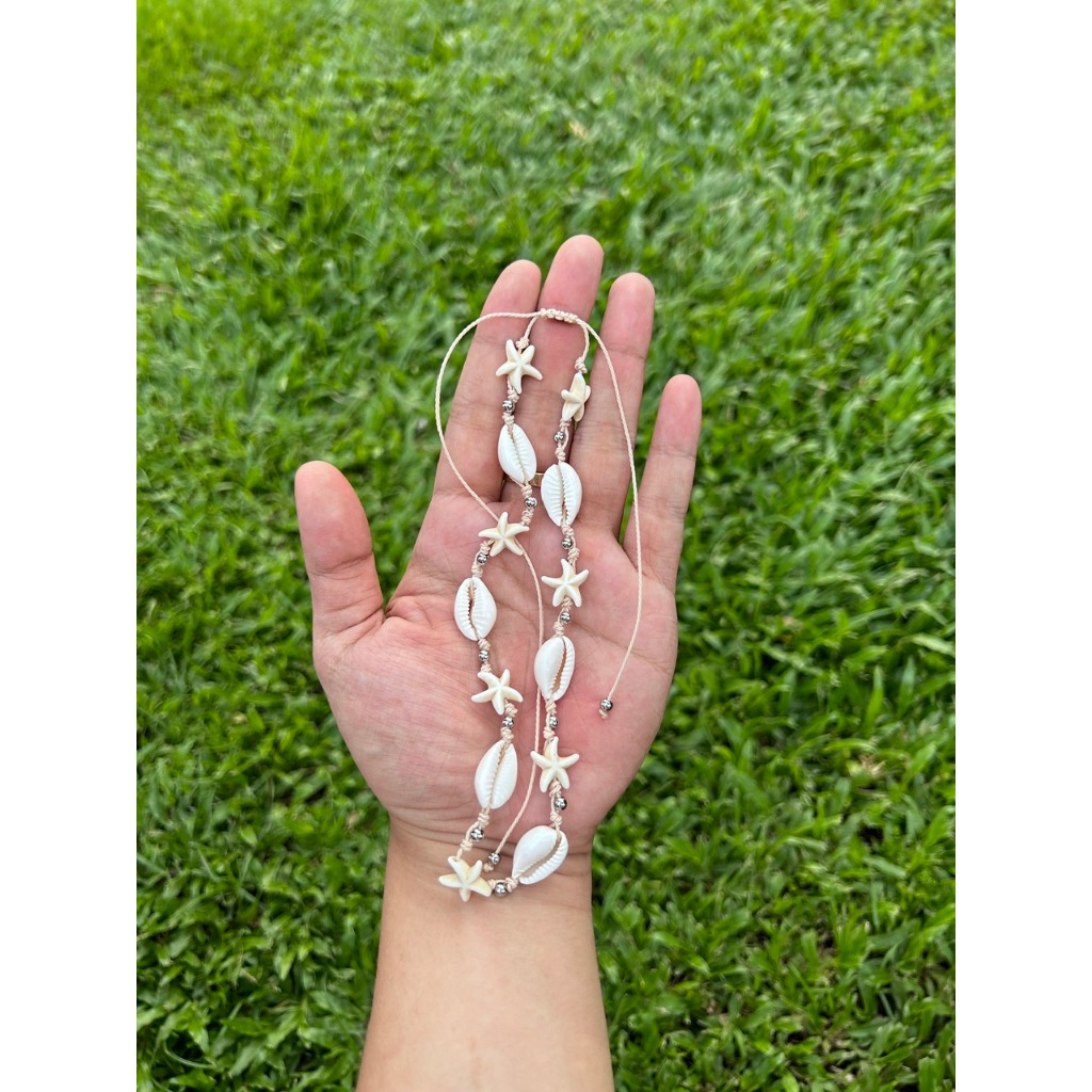 Vòng cổ / Vòng tay dây rút vỏ sò phối hạt thép Bloom Strafish QUEMEO độc lạ