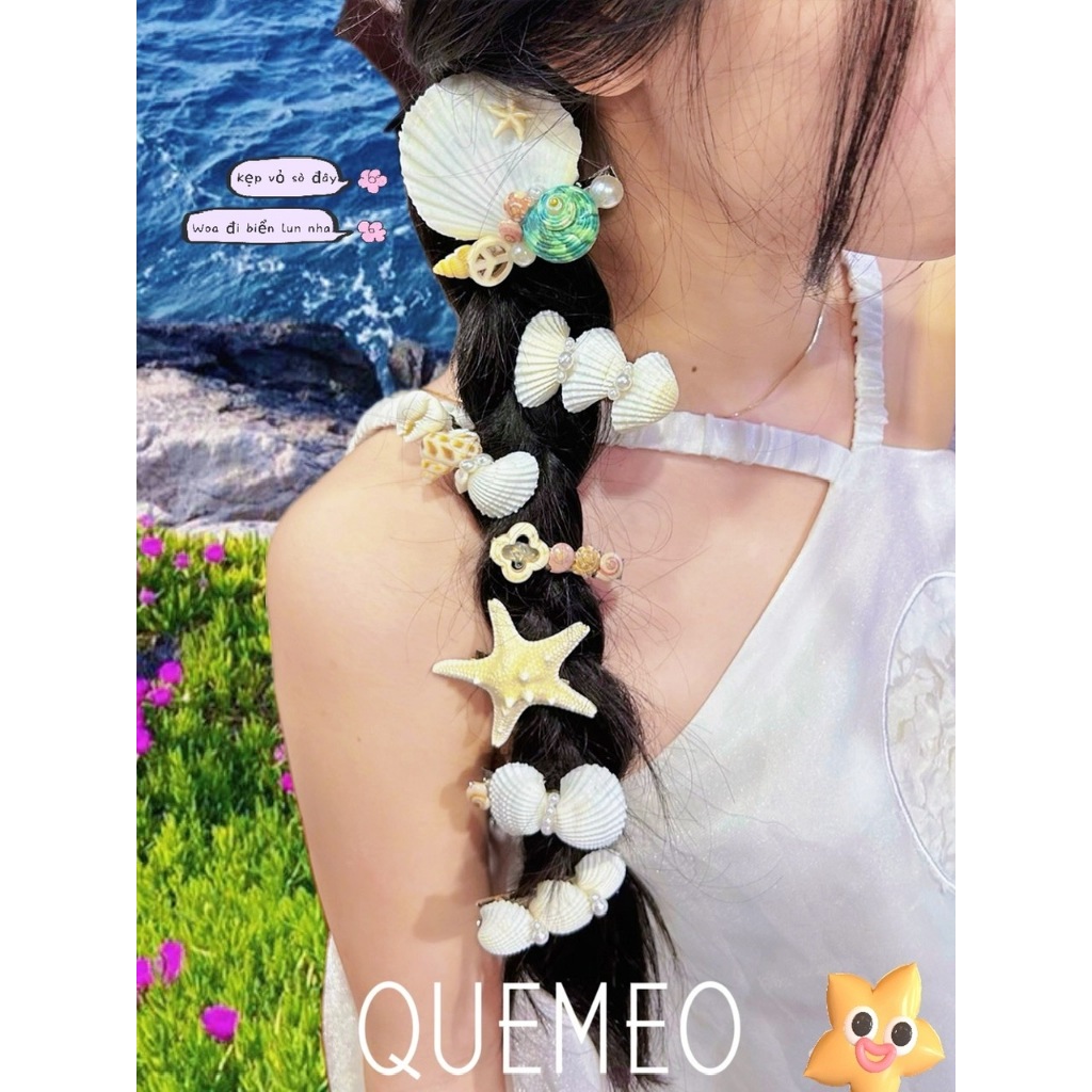 [ HOẢ TỐC ] Kẹp tóc nữ hình Vỏ sò , Ngôi sao biển , Ốc thật dễ thương QUEMEO SEA TRAVEL kẹp tóc đi biển