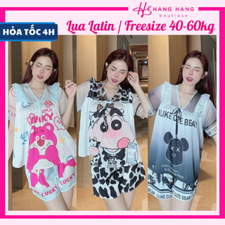 Đồ ngủ nữ 40-60kg, pijama đùi ngắn tay voan cổ tim bèo lụa latin mịn mát 60CC07, đồ bộ nữ đồ mặc nhà tiểu thư dễ thương