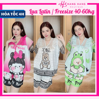 Đồ ngủ nữ 40-60kg, pijama đùi ngắn tay voan cổ tim bèo lụa latin mịn mát 60CC07, đồ bộ nữ đồ mặc nhà tiểu thư dễ thương