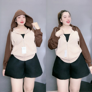 Áo Khoác Bigsize Nữ Có Túi Trong Mũ Che Nắng Form Rộng Vải Nỉ Gân 60-95kg KHOAC3