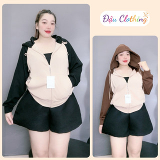 Áo Khoác Bigsize Nữ Có Túi Trong Mũ Che Nắng Form Rộng Vải Nỉ Gân 60-95kg KHOAC3