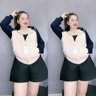 Áo Khoác Bigsize Nữ Có Túi Trong Mũ Che Nắng Form Rộng Vải Nỉ Gân 60-95kg KHOAC3