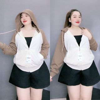 Áo Khoác Bigsize Nữ Có Túi Trong Mũ Che Nắng Form Rộng Vải Nỉ Gân 60-95kg KHOAC3
