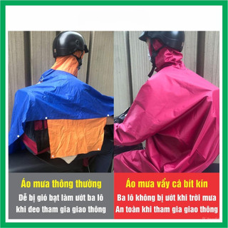 Áo Mưa Vảy Cá Cao Cấp Bít Kín – Không Che Gương, Che Gọn Balo, Không Lật Khi Gió To – An Toàn Đi Xe