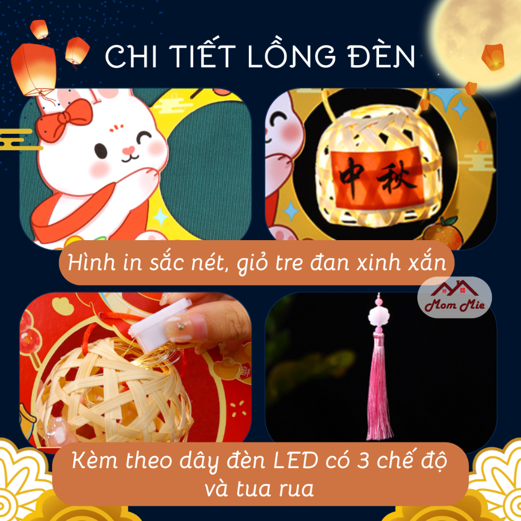 Lồng đèn Trung thu DIY Lồng Đèn Giỏ Tre Thỏ Ngọc - Đồ Chơi Cho Bé PUKAPI