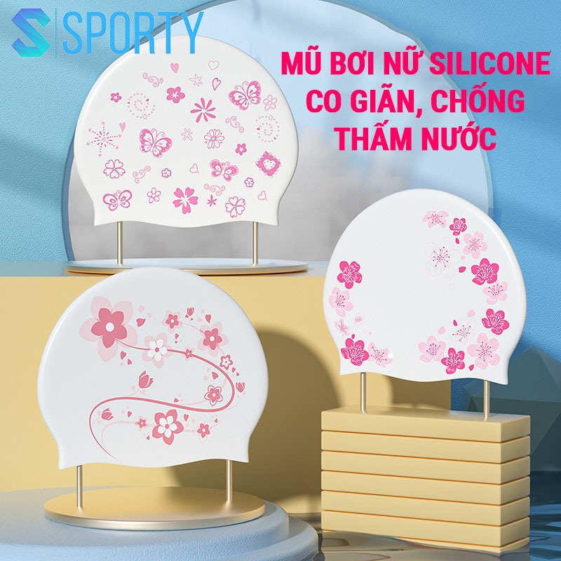 Mũ bơi dành cho nữ CA62 SPORTY silicon đàn hồi, co giãn tốt, chống thấm nước, dễ dàng sử dụng