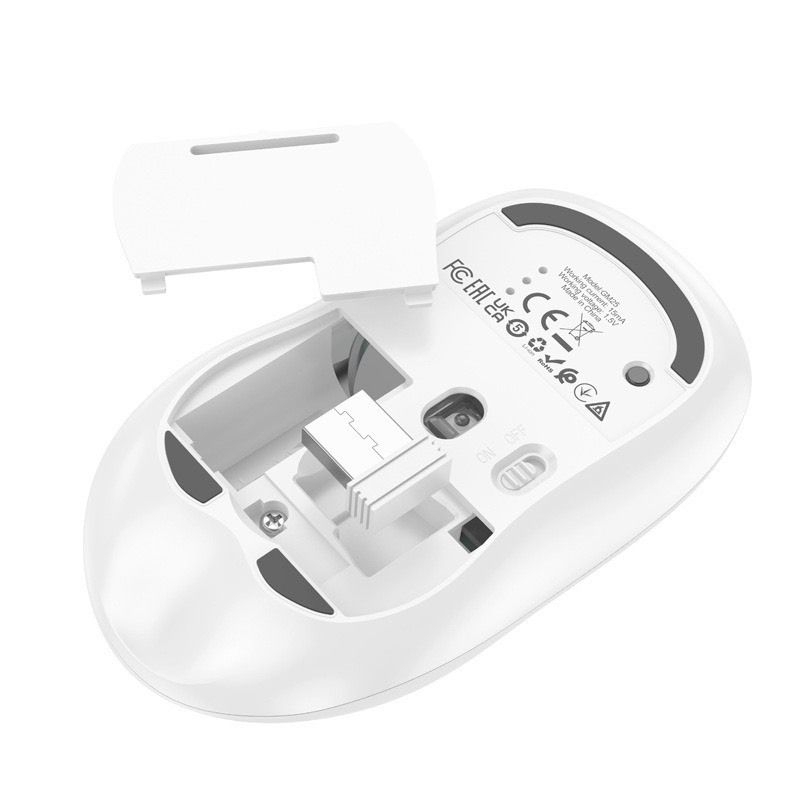 Chuột máy tính không dây chính hãng HOCO GM25 USB 2.4Ghz nhỏ gọn thuận cả 2 tay phù hợp PC Laptop