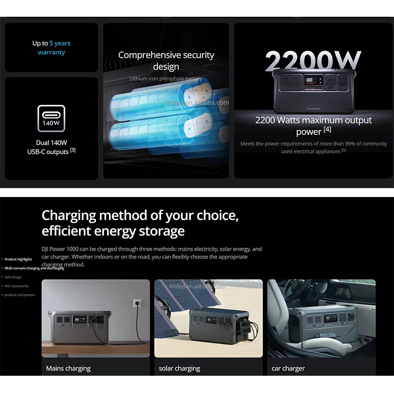 【Model mới】DJI Power 1000V2  Trạm điện di động 2600W/1024WH pin dự phòng 220V Pin di động 1,2 giờ.hàng chính hãng