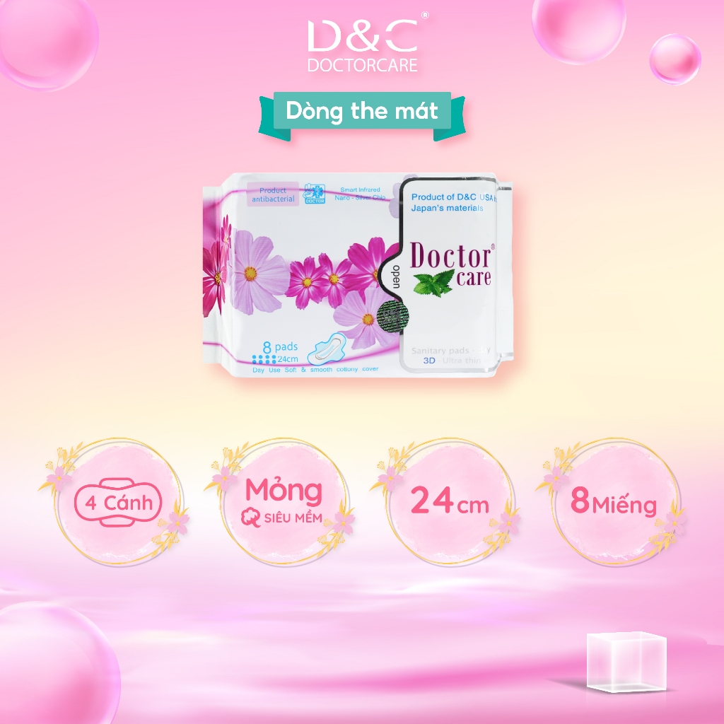 Băng vệ sinh thảo dược D&C Doctor Care ban ngày 24cm the mát tự tin cả ...