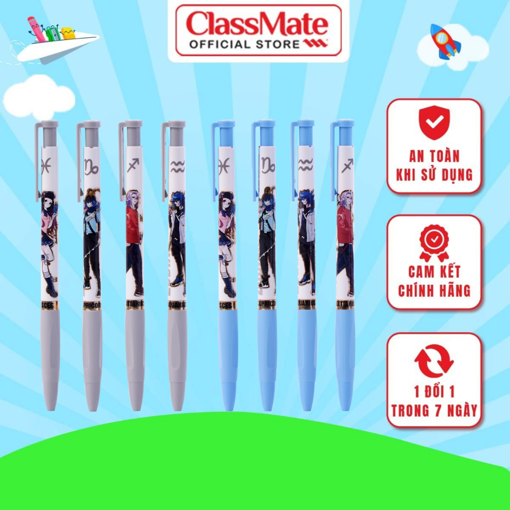 Bút Bi Classmate Bút Ngòi 0.5mm Bút Mực Đen, Xanh Viết Trơn, Mực Ra Đều, Ghi Chép, Viết Bài Hình Cung Hoàng Đạo CL-BP106