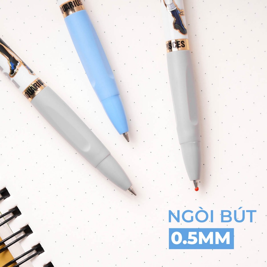 Hộp 12 Bút Bi Classmate Bút Ngòi 0.5mm Bút Mực Đen, Xanh Viết Trơn, Mực Ra Đều, Ghi Chép Hình Cung Hoàng Đạo CL-BP106