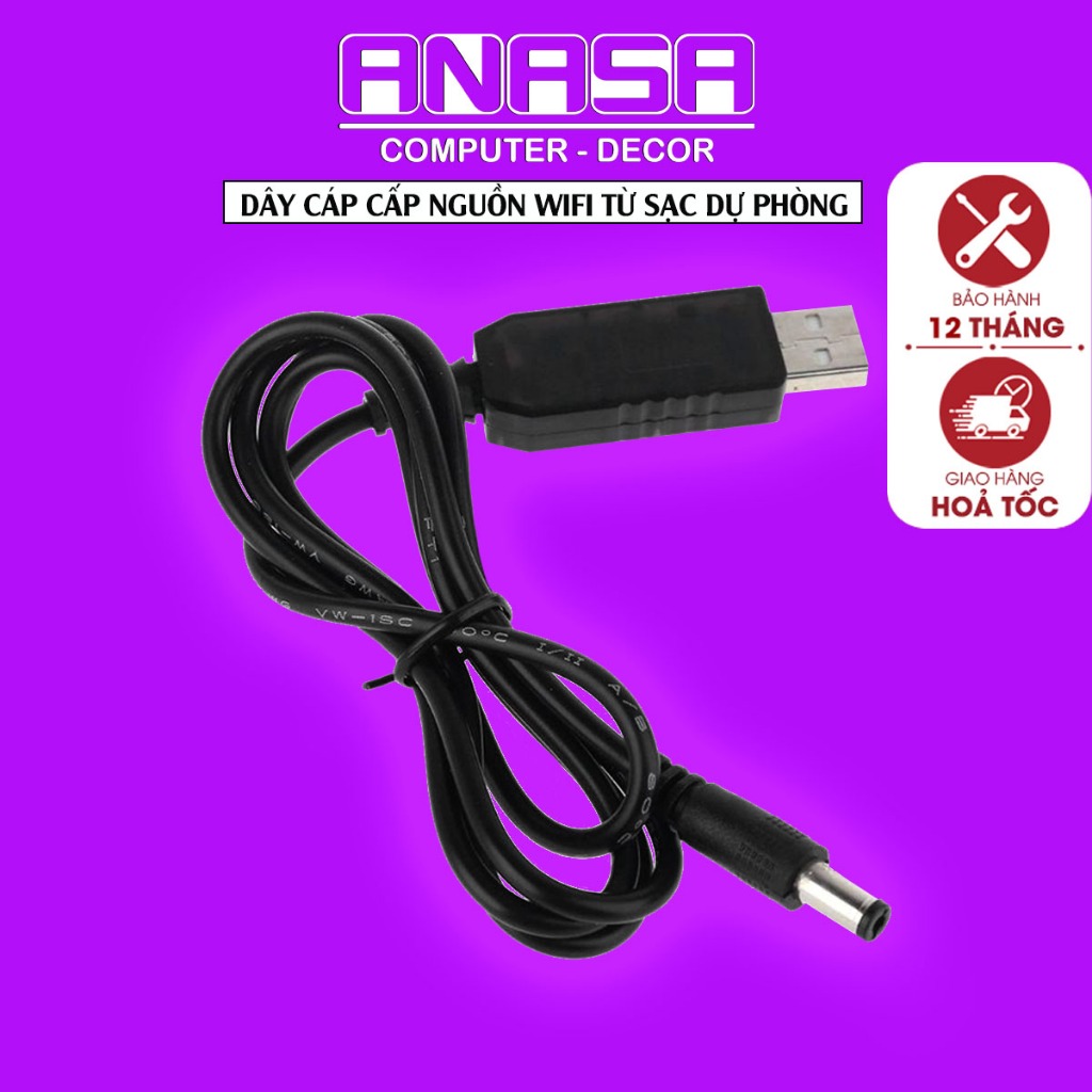 Dây Cáp Cấp Nguồn Modem Wifi Dùng Sạc Dự Phòng Jack Cắm To 5.5x2.1mm ...