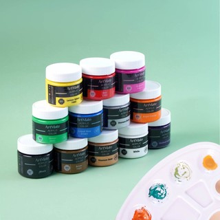 Màu Acrylic Dạng Hũ 100ml ARTMATE Cao Cấp, Màu Nước Vẽ Tranh, Tường, Vẽ Trên Giày, Nhiều Chất Liệu AM-AC0003