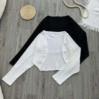 Áo Khoác Cardigan Nữ Bigsize Khoác Ngoài Tay Dài Phồng Nữ Tính Vải Thun Gân Mỏng Co Giãn KG