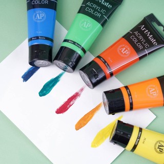 Màu Acrylic ARTMATE Cao Cấp Dạng Tuýp 75ml, Màu Nước Đặc, Nhanh Khô Dùng Vẽ Trên Vải, Giày, Tranh, Tường AM-AC0004
