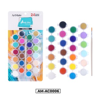 Màu Nước Acrylic Hũ 5ml ARTMATE 12/24 Màu Nhanh Khô Dùng Vẽ Vải, Trên Tường, Tô Tượng Kèm Cọ Vẽ AM-AC0005/0006