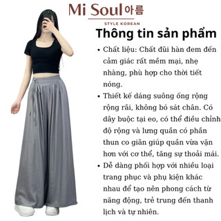 Quần Ống Rộng Đũi Bản Eo Dây Buộc Cạp Chun Sau Bigsize Misoul, Quần Đũi Xuông Siêu Mát Dáng Rộng Giả Váy 287