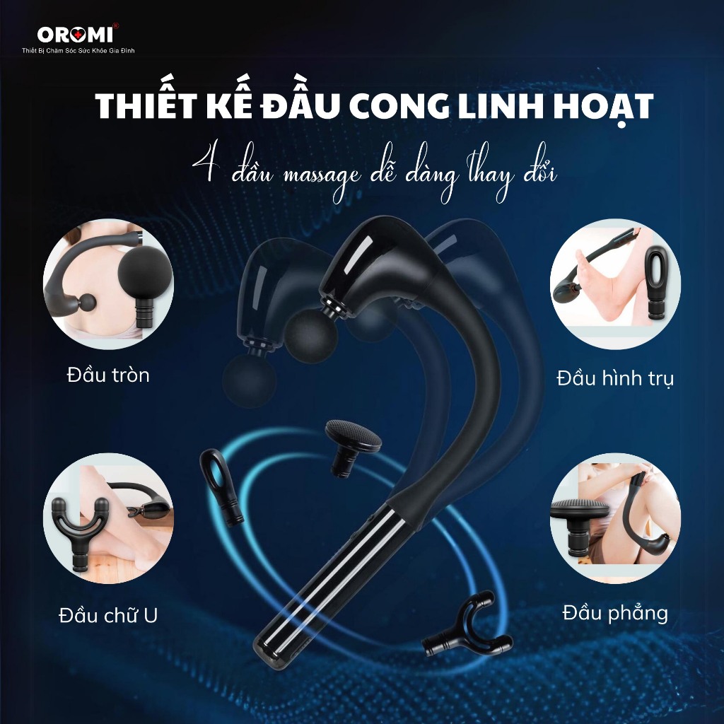 Máy Massage Cầm Tay Cao Cấp OROMI ORM-099 - Dụng Cụ Mát-Xa Thiết Kế Cong, Mát Xa Chuyên Nghiệp
