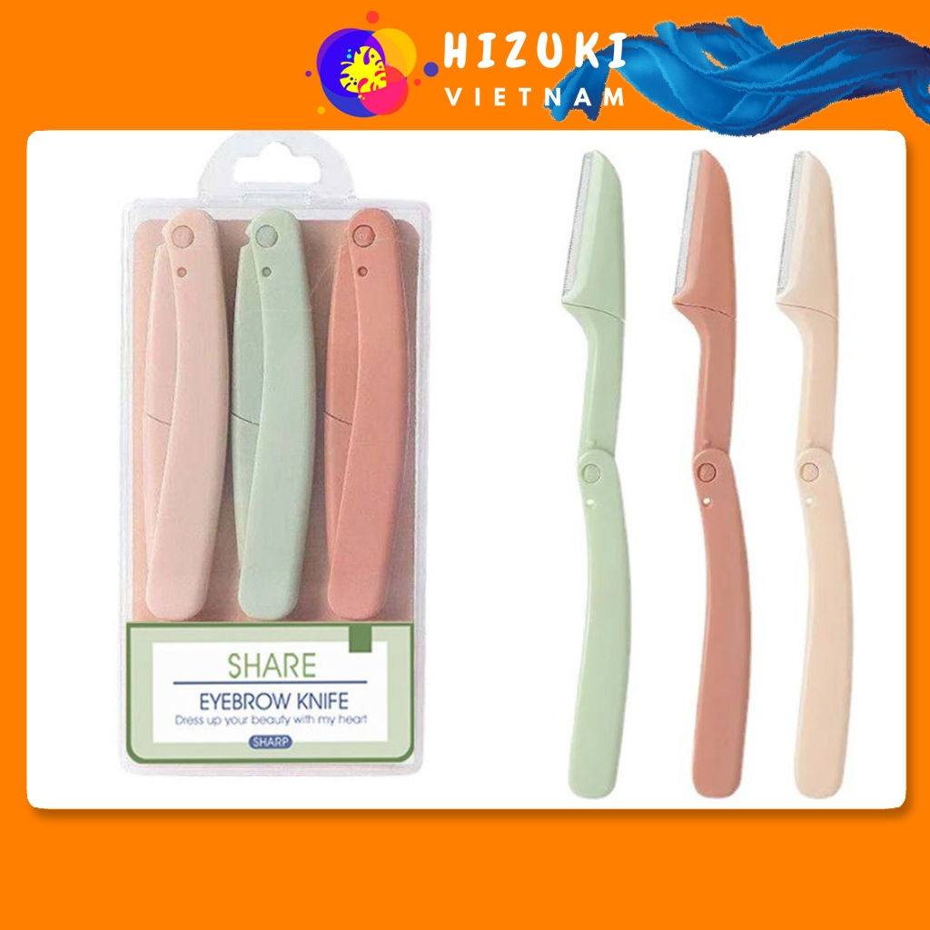 Dao tỉa lông mày gấp gọn combo 3 cây an toàn thuận tiện cho người sử dụng
