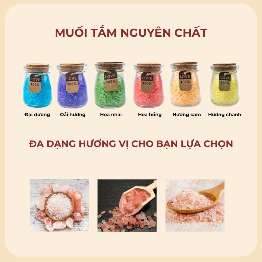 Muối tắm Himalaya tẩy tế bào chết, dưỡng ẩm da giúp da trắng sáng, sạch hơn và thư giãn giảm stress