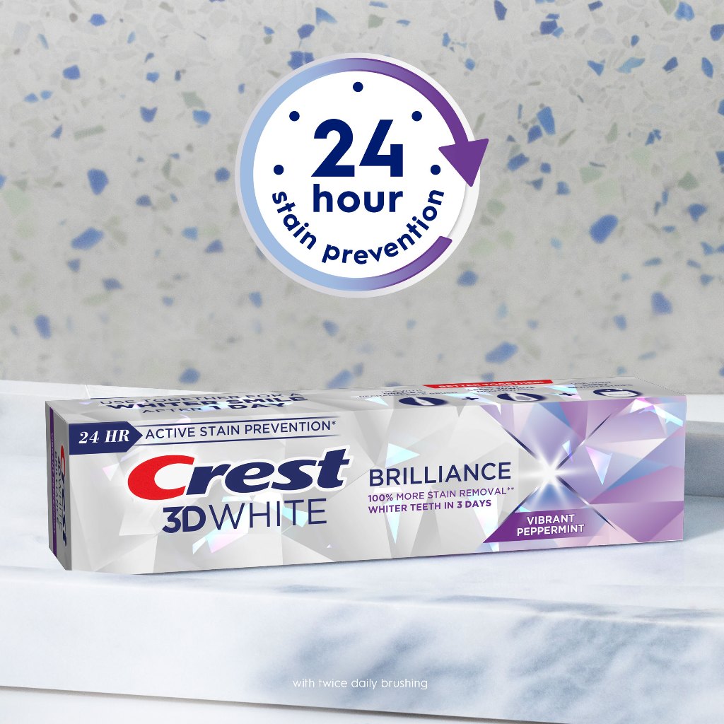 Kem đánh răng Crest 3D White Brilliance 99g/130g -  Làm trắng răng vượt trội hơi thở thơm mát