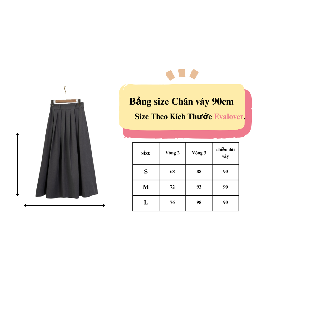 Ảnh Chân váy xòe xếp ly dáng dài 90cm kiều dáng trẻ trung năng động Evalover 4
